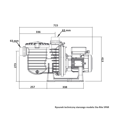 Wymiary starszego modelu pompy Sta-Rite 5P6R