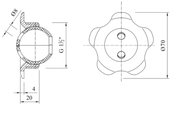 Schemat dyszy MTS 2 x 8 mm