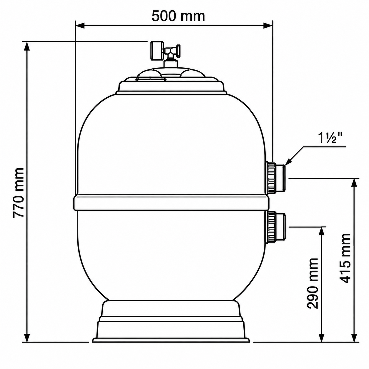 Wymiary filtra Aster 500