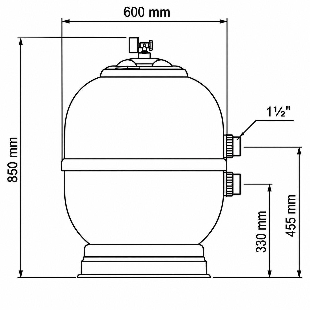 Wymiary filtra Aster 600