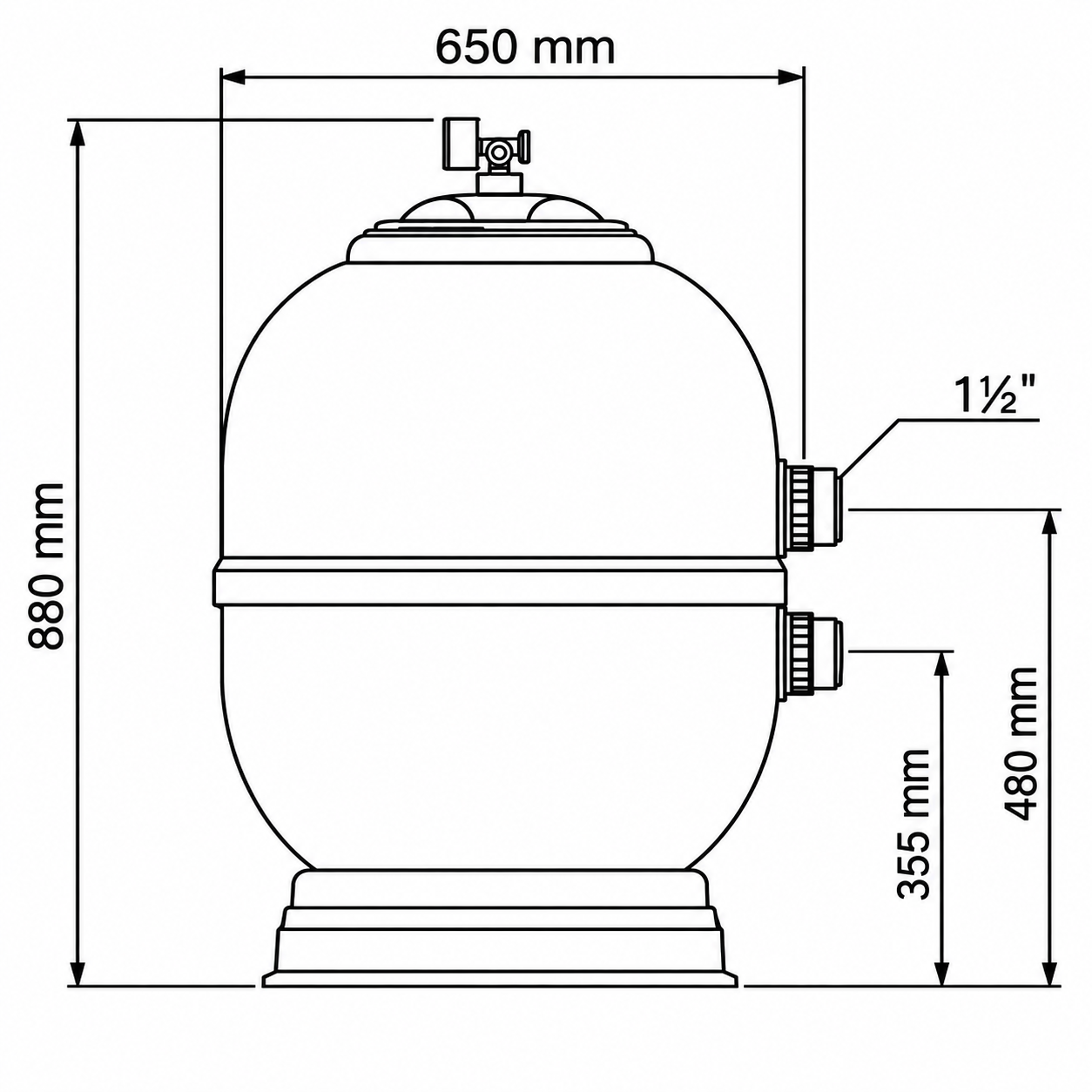 Wymiary filtra Aster 650