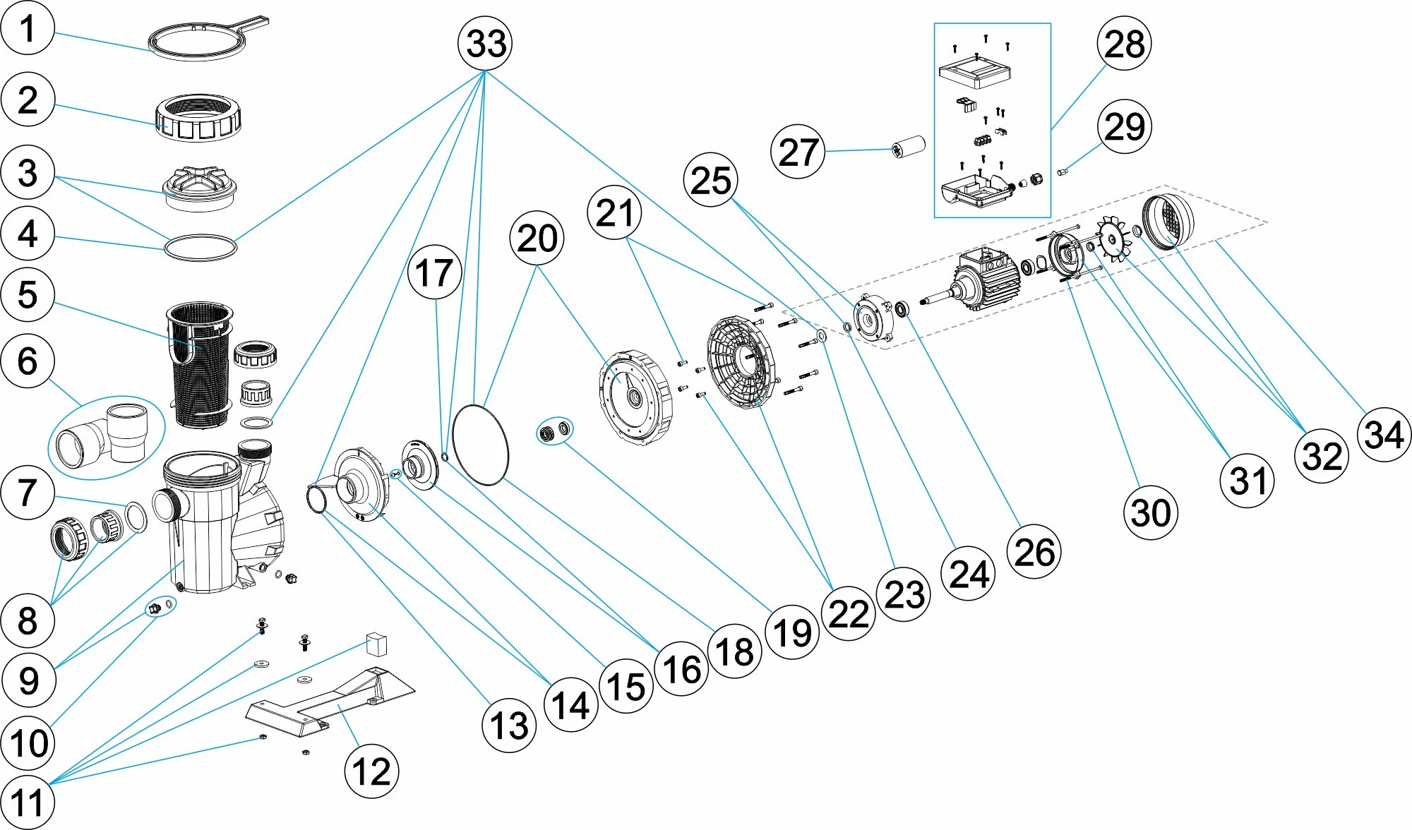 schemat złożeniowy pompy AstralPool Victoria Plus