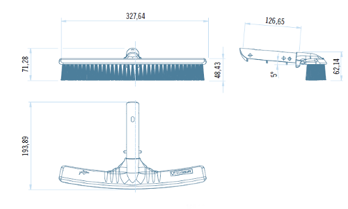 Schemat szczotki do mycia ścian basenu Shark 38 cm